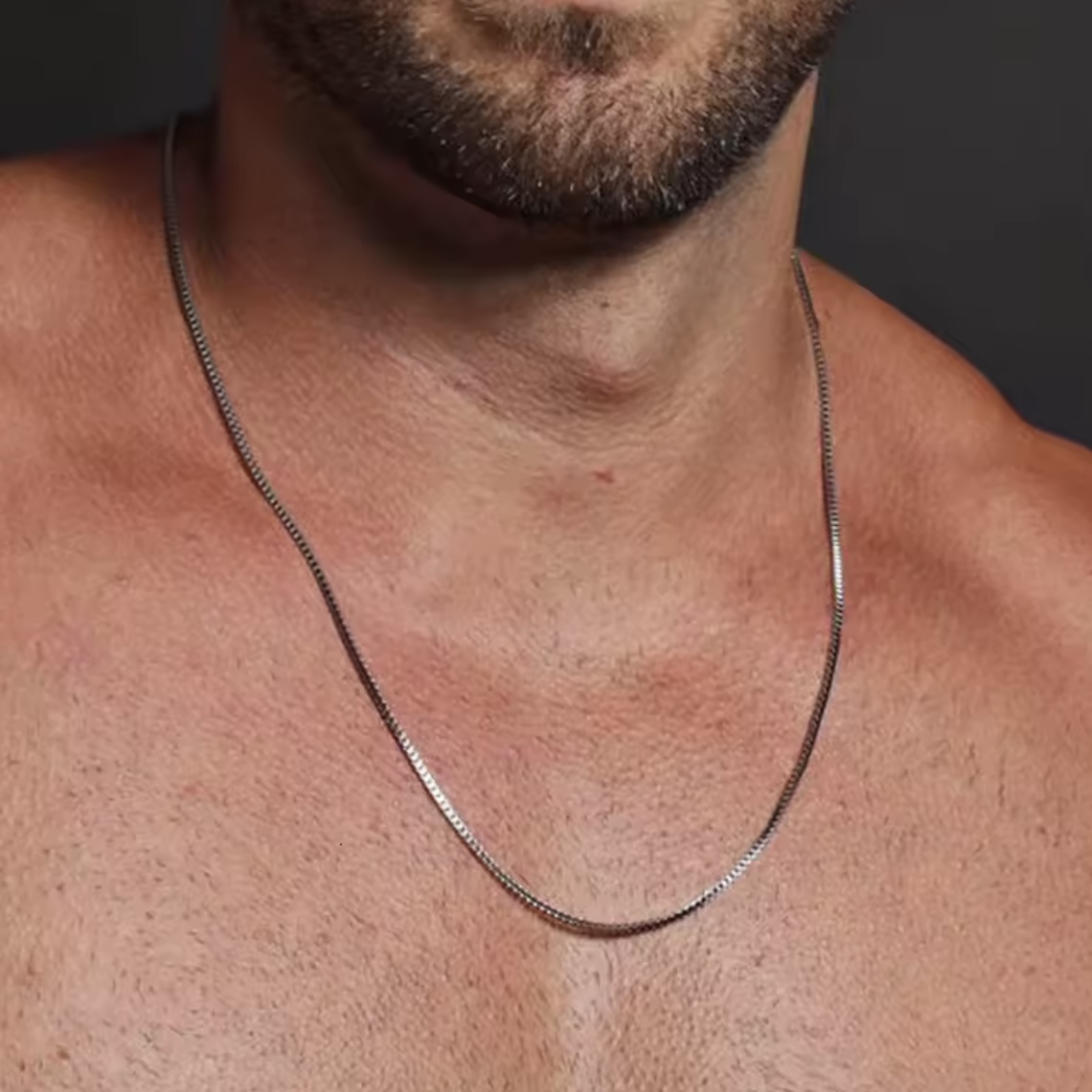 Men silver necklace